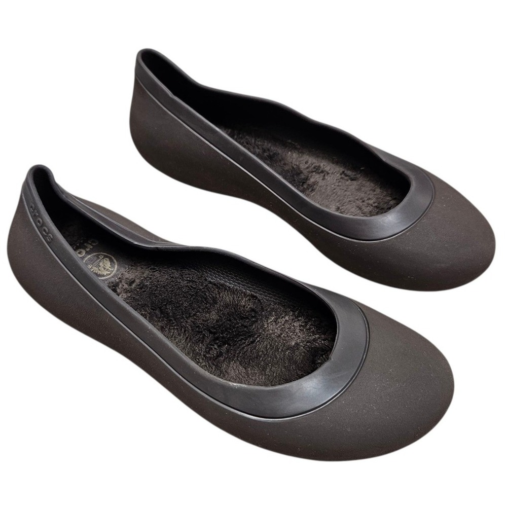 Crocs Women's Plush Lined Ballet Flats Shoes Chocolate Brown Size 7 Comfort